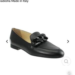 Black Leather Slip-On Loafers with Decorative Knot